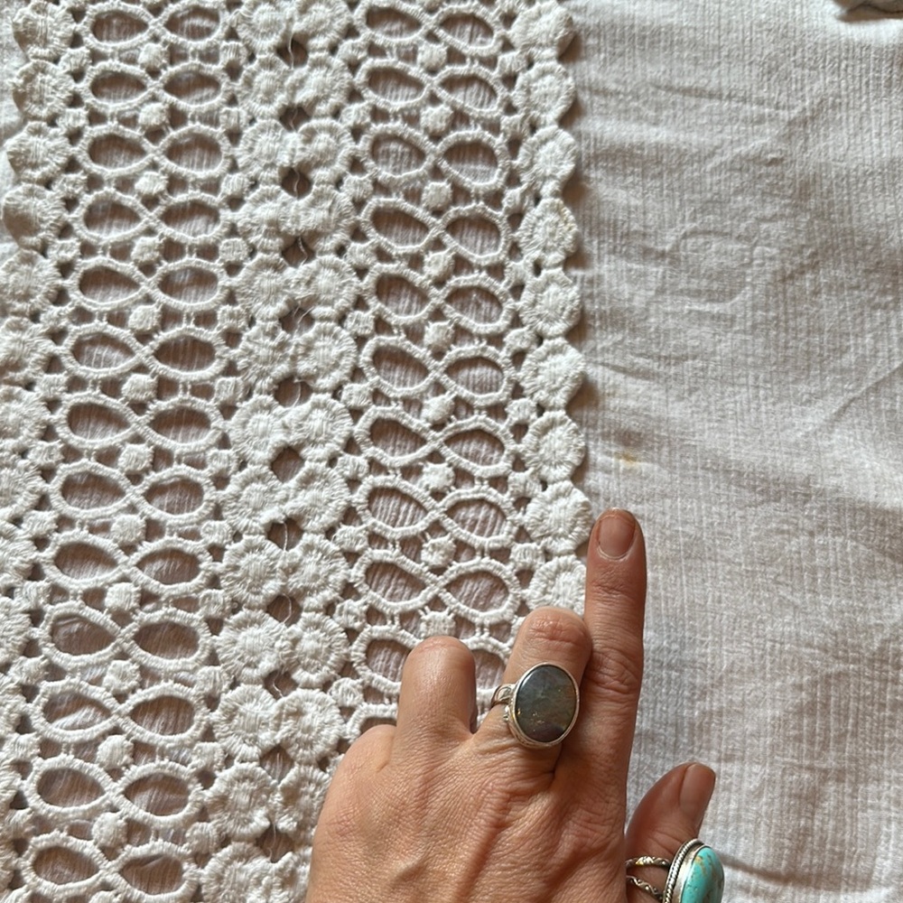 Boho Tunic with Embroidery details, white Beach Coverup - Picture 9 of 11